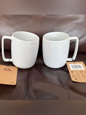 Staub White Ceramic Mugs - Set of 2